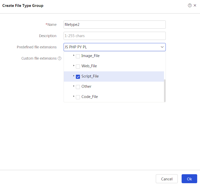 Web example: Configuring file filtering