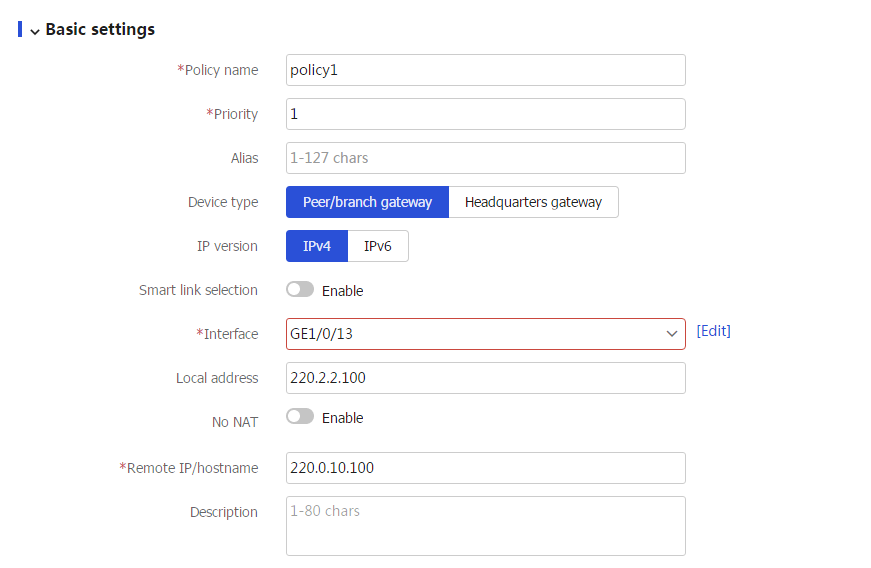 Web example: Configuring an IPsec tunnel for IPv4 subnets