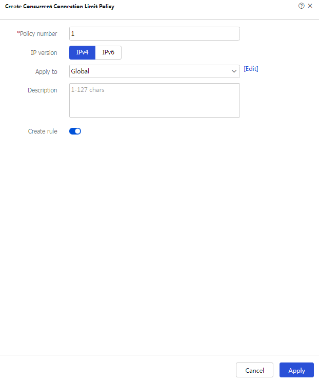 Web example: Configuring connection limits